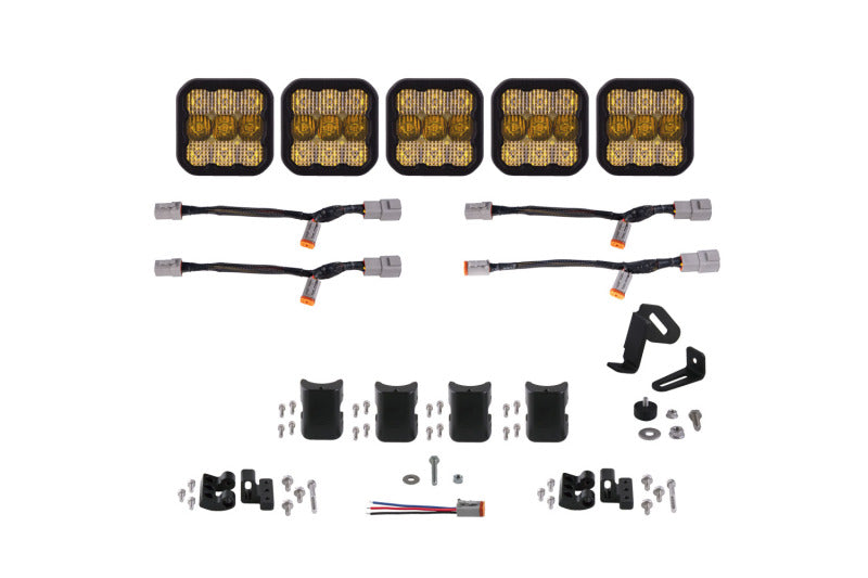 DIODE DYNAMICS SS5 Pro Universal CrossLink 5-Pod Lightbar - Yellow Combo