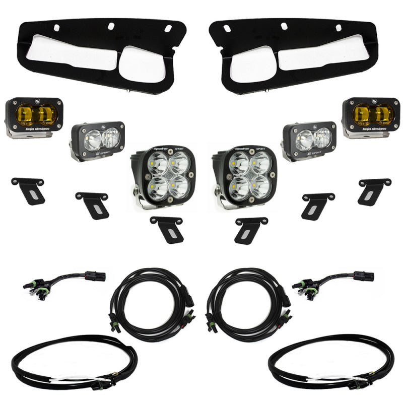 BAJA DESIGNS 21-22 Ford Bronco w/Steel Bumper S2 SAE Sportsmen Fog Pkt Light Kit w/Upfitter - Amber