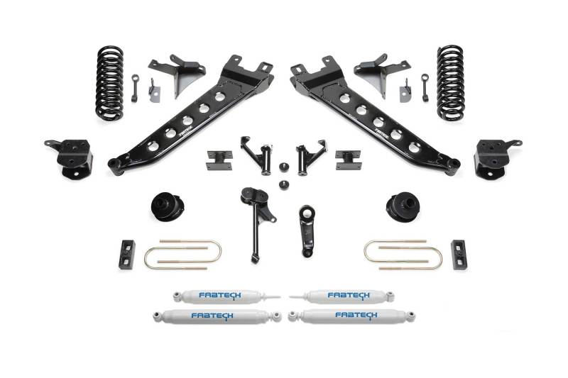 FABTECH 13-18 Ram 3500 4WD 7in Radius Arm Kit w/Perf Shks