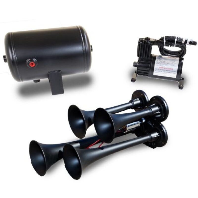 KLEINN Quad Black Horn Kit w/ 130 PSI Air Compressor / 1.0 gal Air Tank