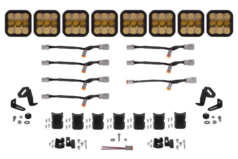 DIODE DYNAMICS SS5 Pro Universal CrossLink 8-Pod Lightbar - Yellow Combo