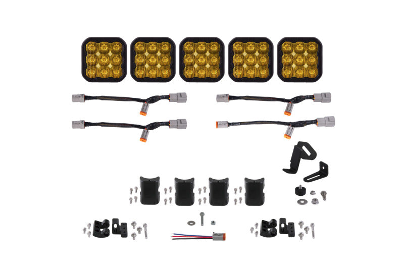 DIODE DYNAMICS SS5 Pro Universal CrossLink 5-Pod Lightbar - Yellow Driving