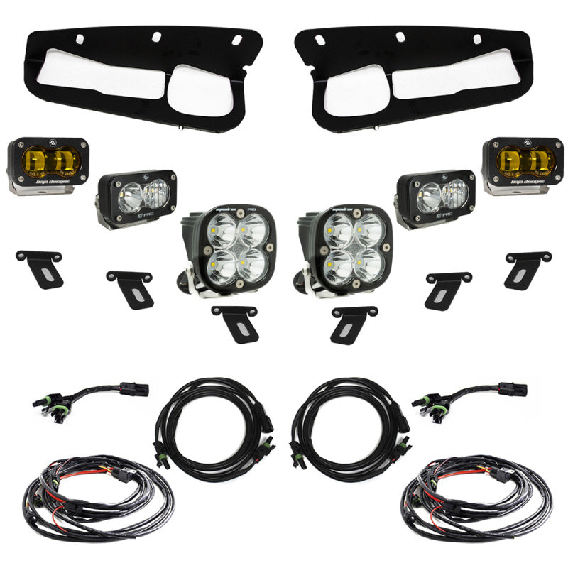 BAJA DESIGNS 21-22 Ford Bronco w/Steel Bumper S2 SAE Pro Fog Pocket Light Kit w/Upfitter - Amber