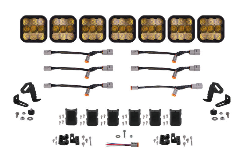 DIODE DYNAMICS SS5 Pro Universal CrossLink 7-Pod Lightbar - Yellow Combo