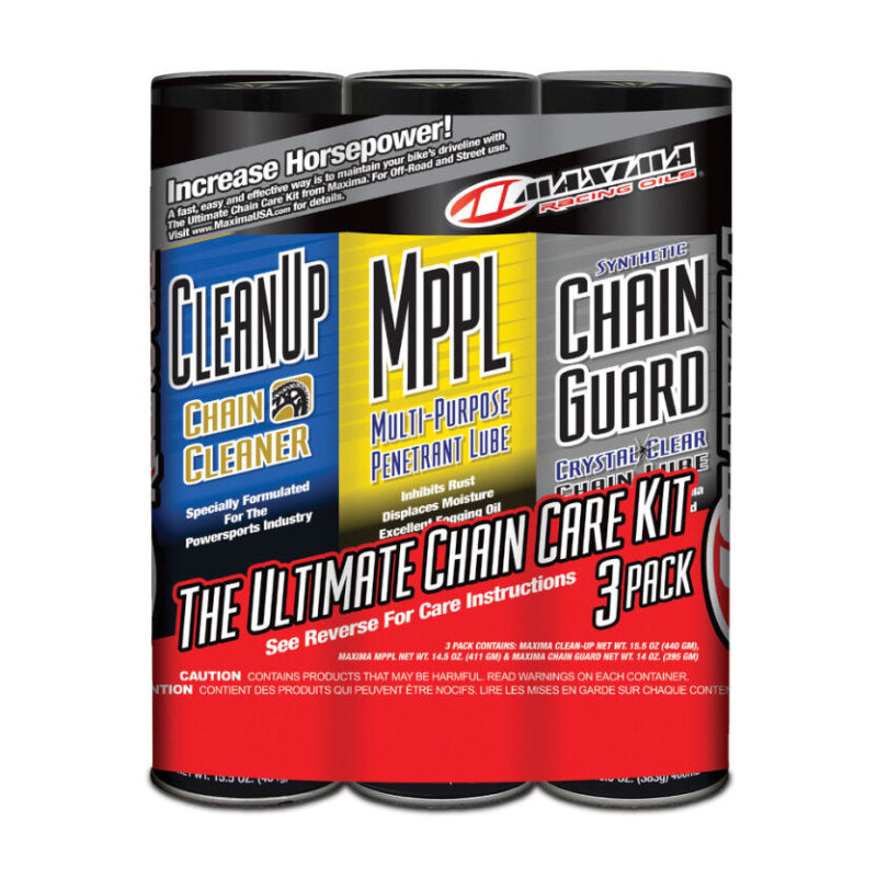 MAXIMA Synthetic Chain Guard Ultimate Chain Care Combo Kit 3-Pack Aerosol - Case of 4