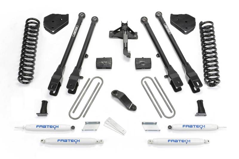 FABTECH 17-21 Ford F250/F350 4WD Diesel 4in 4Link Sys w/Coils & Perf Shks