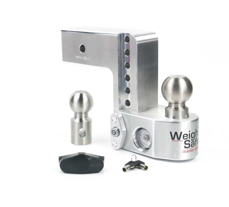 WEIGH SAFE 6in Drop Hitch w/Built-in Scale & 3in Shank (10K/21K GTWR) - Aluminum