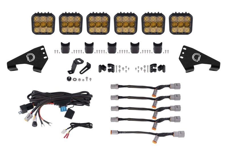 DIODE DYNAMICS 20-Present Polaris RZR SS5 Pro CrossLink Roof - Yellow Combo Lightbar Kit