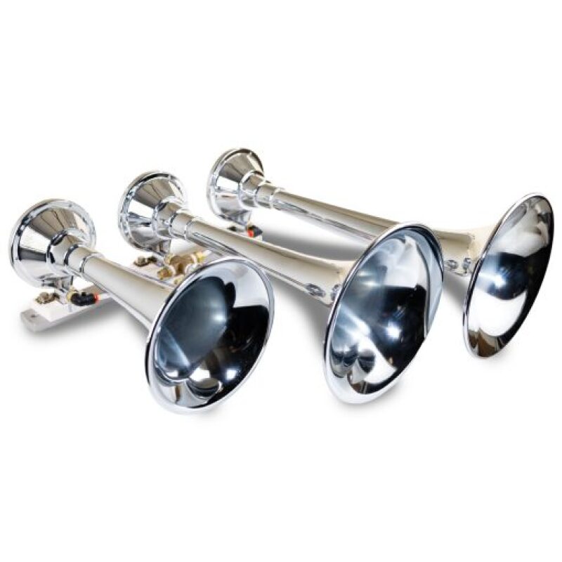 KLEINN Chrome Triple Horn/ 14.75In/ 13In/9.5In - Chrome-Plated Spun Copper