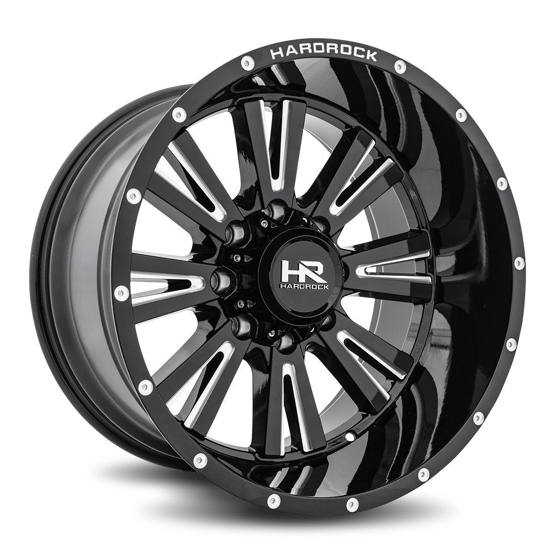 hardrock offroad wheels h503 spine xposed gloss black milled