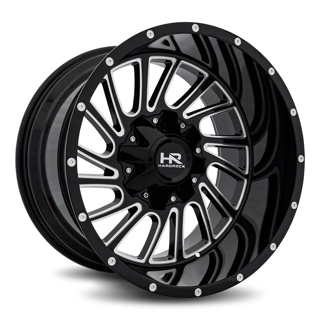 hardrock offroad wheels h708 overdrive gloss black milled