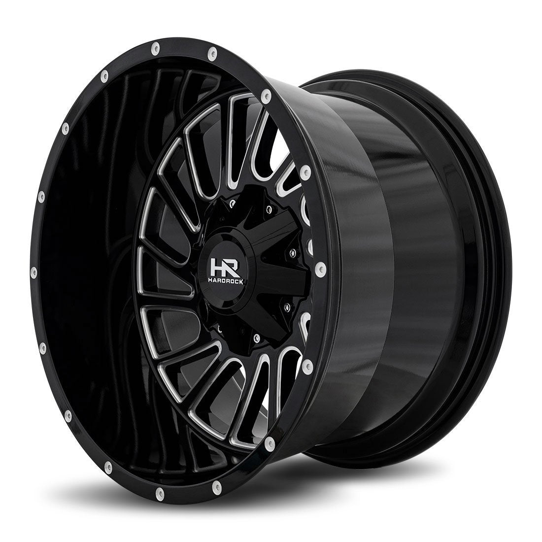 hardrock offroad wheels h708 overdrive gloss black milled
