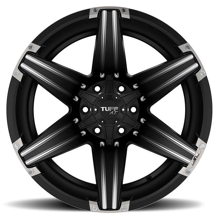 tuff t12 satin black w/ milled spokes and brushed inserts