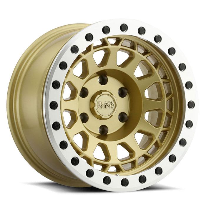 black rhino primm beadlock matte gold with machined ring and black bolts